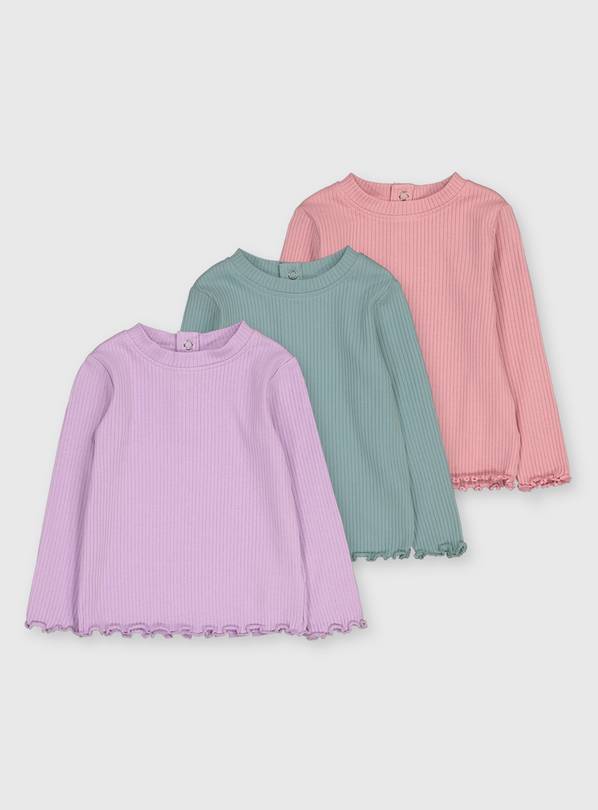 Buy Ribbed Lettuce Hem Tops 3 Pack Up to 1 mth Tops and tshirts